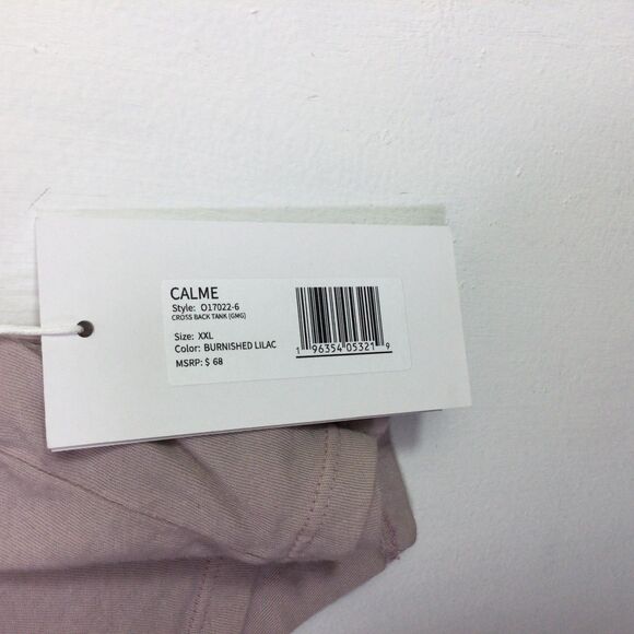 Calme Womens Cross Back Tank Top Sleeveless Organic Cotton Purple Size XXL NWT - Picture 8 of 16